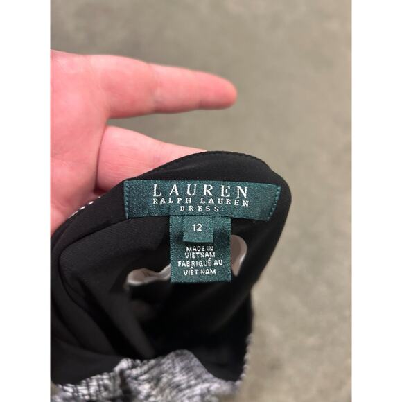 Lauren Ralph Lauren Womens Black/White Abstract Long Sleeve A-Line Dress Size 12 - Picture 6 of 6